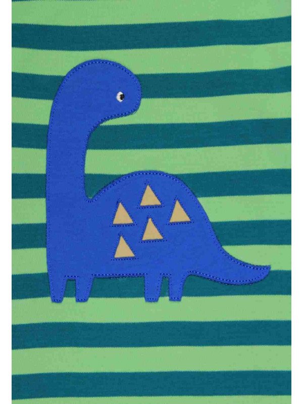 Toby tiger - Bio Kinder Langarmshirt mit Dinosaurier-Applikation und Streifen