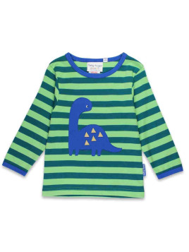 Toby tiger - Bio Kinder Langarmshirt mit Dinosaurier-Applikation und Streifen