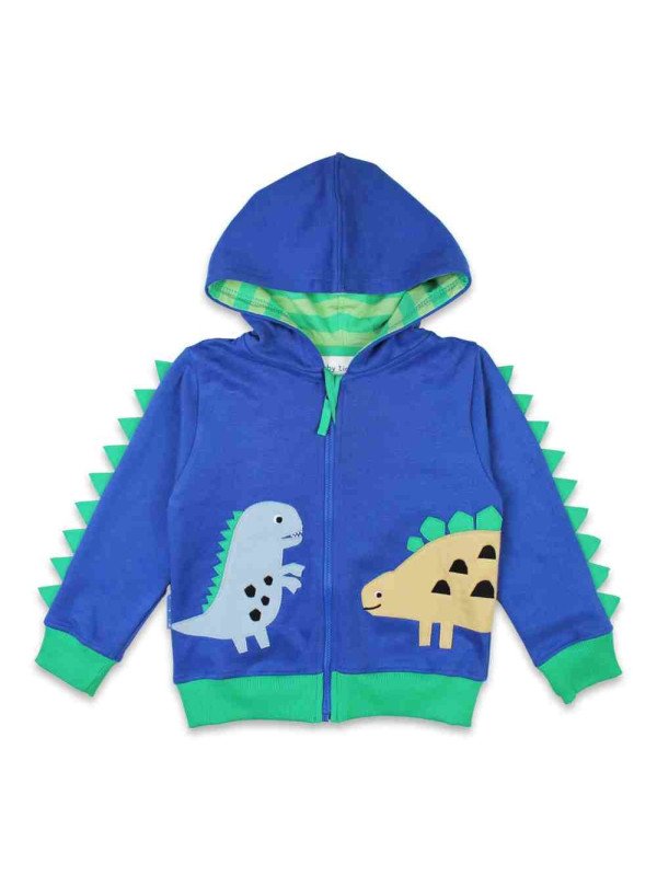 Toby tiger - Bio Kinder Sweatjacke mit Dinosaurier-Applikation und Kapuze