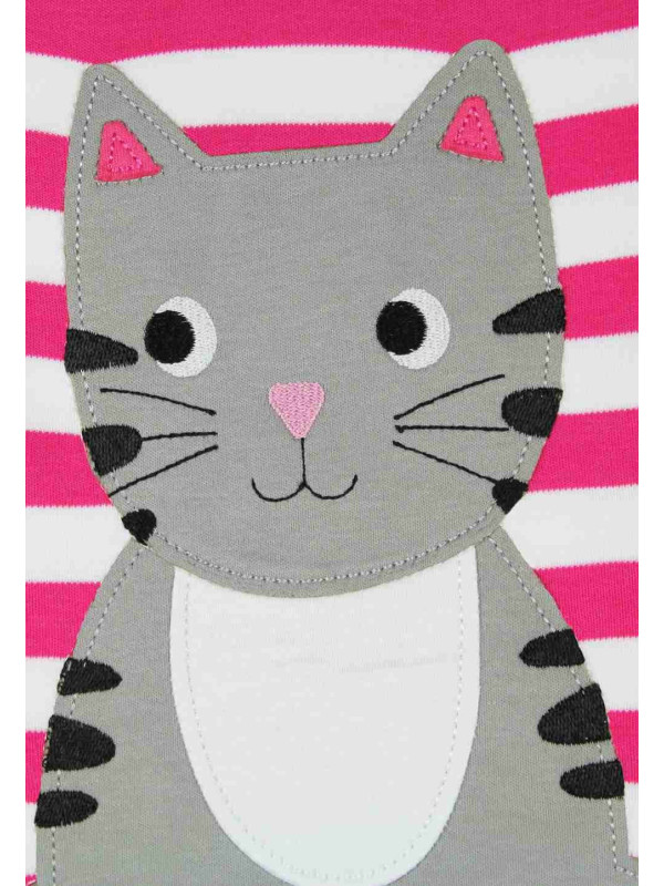 Toby tiger - Bio Kinder Langarmshirt mit Katzen-Applikation und Streifen