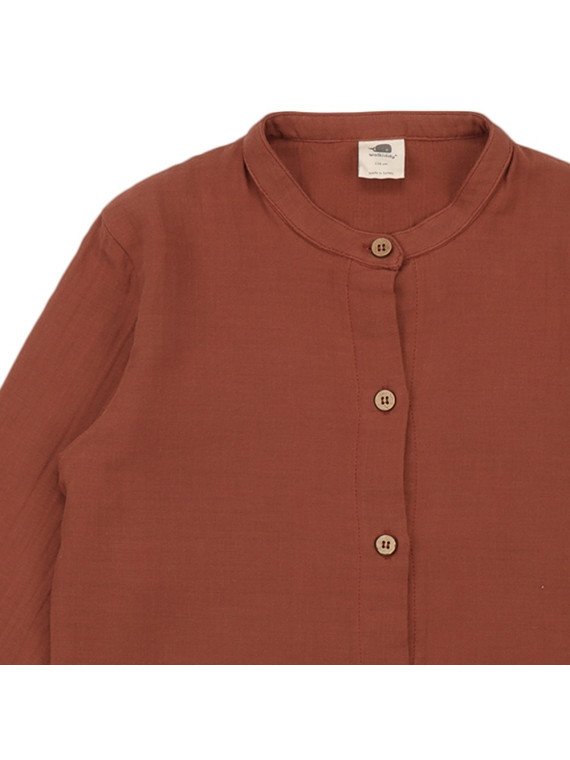 Walkiddy - Bio Kinder Musselin Hemd, terracotta