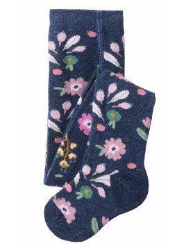 People Wear Organic - Bio Baby Strumpfhose mit Blumen-Muster, marine