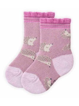 People Wear Organic - Bio Kinder Frottee Strümpfe mit Igel-Allover