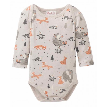 People Wear Organic - Bio Baby Body langarm mit Waldtieren-Allover