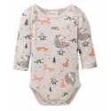 People Wear Organic - Bio Baby Body langarm mit Waldtieren-Allover