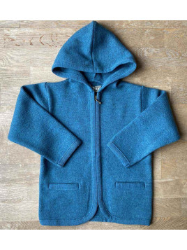 FLOMAX - Bio Kinder Walk Jacke mit Kapuze, Wolle, türkis
