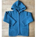 FLOMAX - Bio Kinder Walk Jacke mit Kapuze, Wolle, türkis
