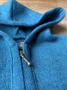 FLOMAX - Bio Kinder Walk Jacke mit Kapuze, Wolle, türkis