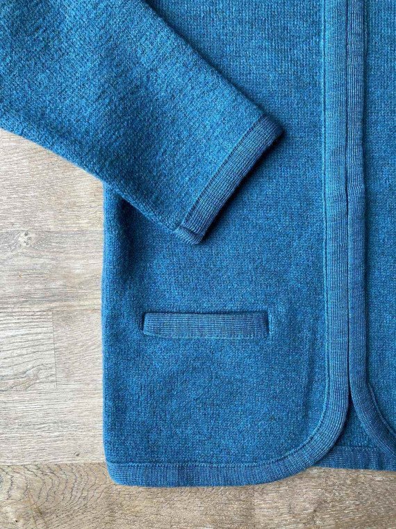 FLOMAX - Bio Kinder Walk Jacke mit Kapuze, Wolle, türkis