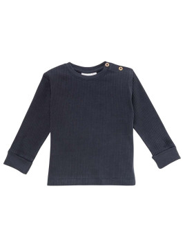 People Wear Organic - Bio Baby Langarmshirt mit Rippen-Struktur, dunkelblau