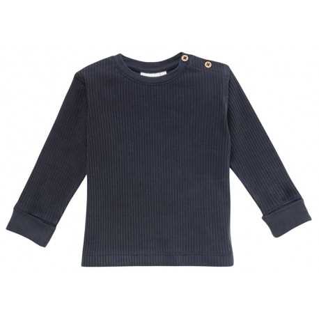 People Wear Organic - Bio Baby Langarmshirt mit Rippen-Struktur, dunkelblau