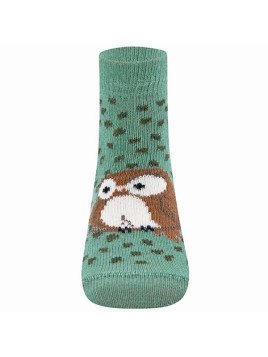 Ewers - Bio Kinder Socken mit Eulen-Motiv, blaufichte