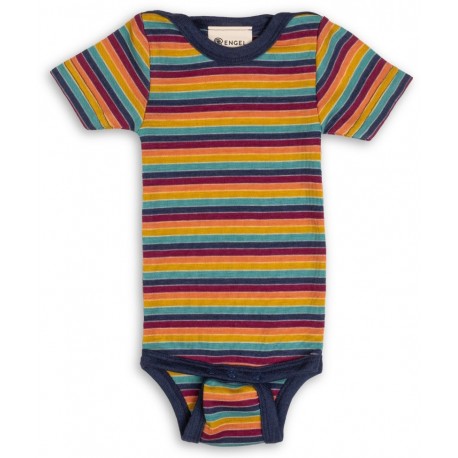ENGEL - Bio Baby Body kurzarm gestreift, Wolle/Seide, multicolour