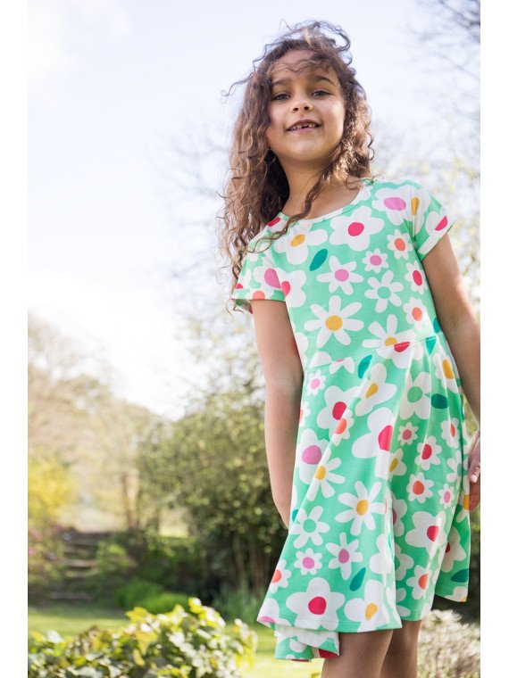 frugi - Bio Kinder Jersey Kleid "Spring" mit Blumenfeld-Allover
