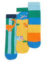 frugi - Bio Kinder Strümpfe 3er-Pack "Rock my Socks" mit Streifen und Dinosauriern