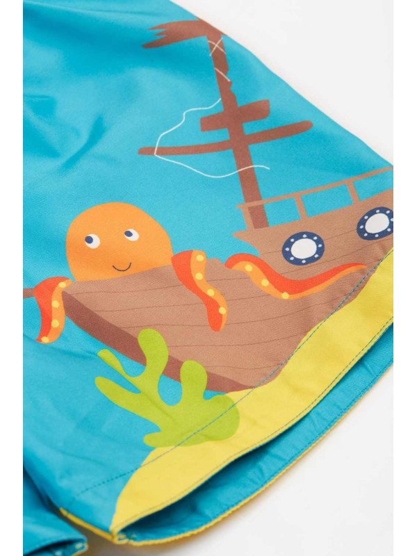 frugi - Kinder Badeshorts "Polkerris" mit Unterwasserwelt-Motiv