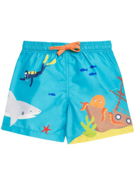 frugi - Kinder Badeshorts "Polkerris" mit Unterwasserwelt-Motiv