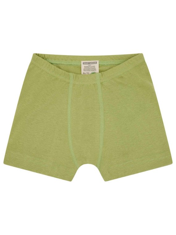 loud + proud - Bio Kinder Hipshorts Doppelpack mit Streifen/uni, avocado