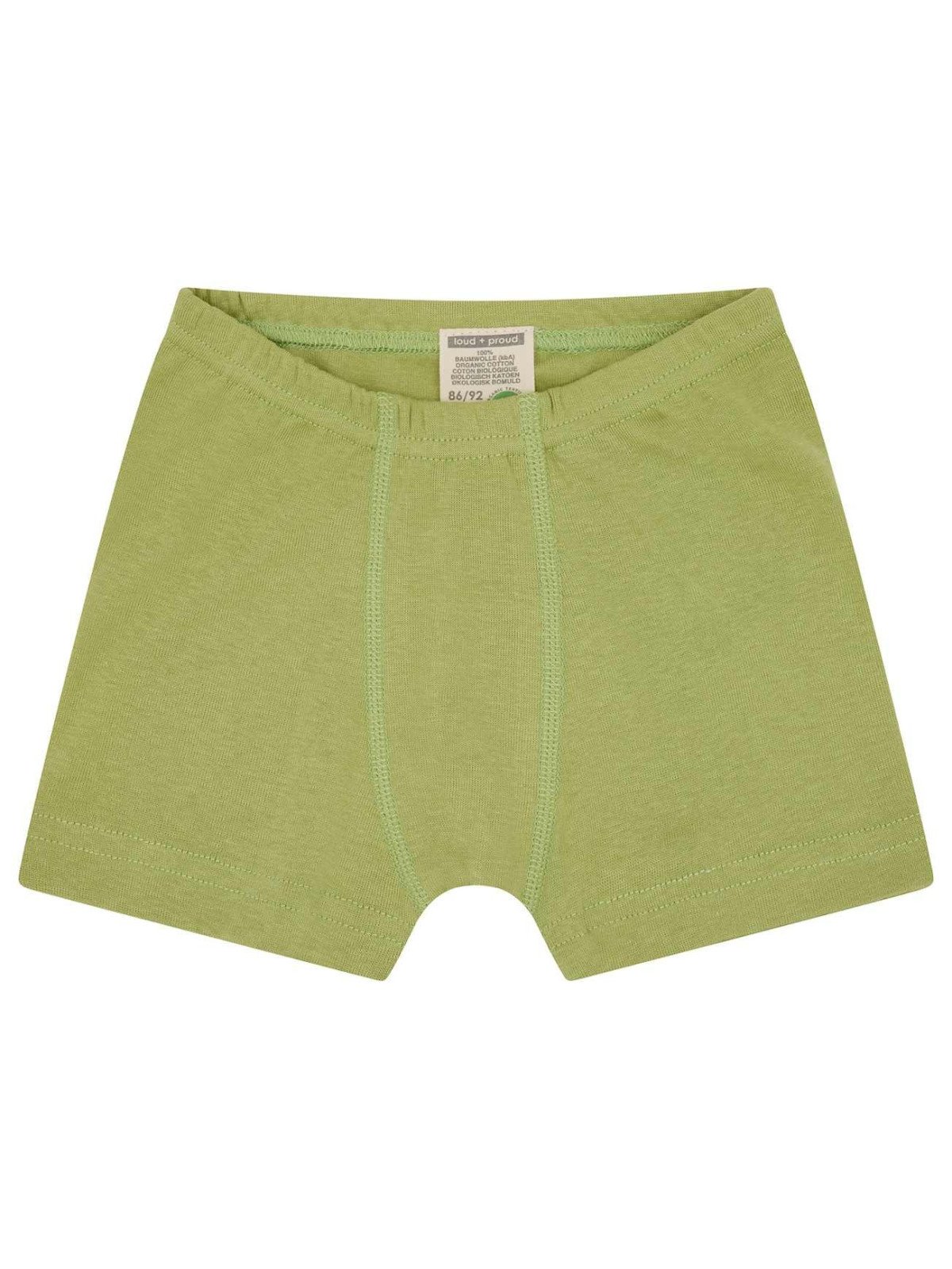 loud + proud - Bio Kinder Hipshorts Doppelpack mit Streifen/uni, avocado