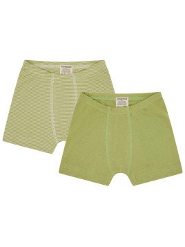 loud + proud - Bio Kinder Hipshorts Doppelpack mit Streifen/uni, avocado