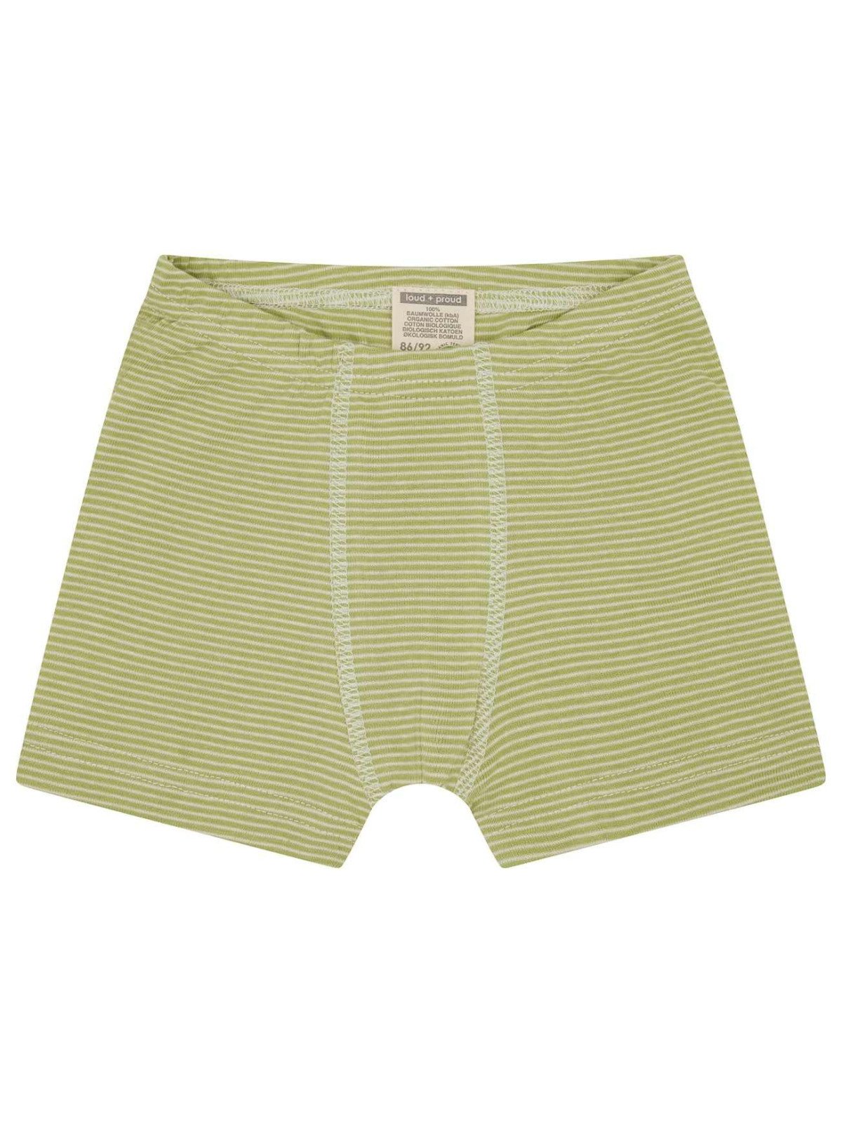 loud + proud - Bio Kinder Hipshorts Doppelpack mit Streifen/uni, avocado