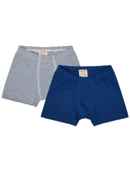 loud + proud - Bio Kinder Hipshorts Doppelpack mit Streifen/uni, ultramarine