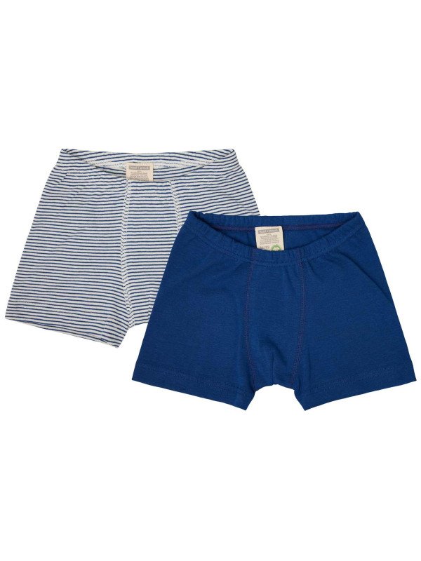 loud + proud - Bio Kinder Hipshorts Doppelpack mit Streifen/uni, ultramarine
