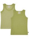 loud + proud - Bio Kinder Unterhemden Doppelpack mit Streifen/uni, avocado