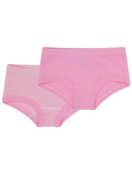 loud + proud - Bio Kinder Panties Doppelpack mit Streifen/uni, malve