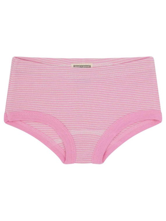 loud + proud - Bio Kinder Panties Doppelpack mit Streifen/uni, malve