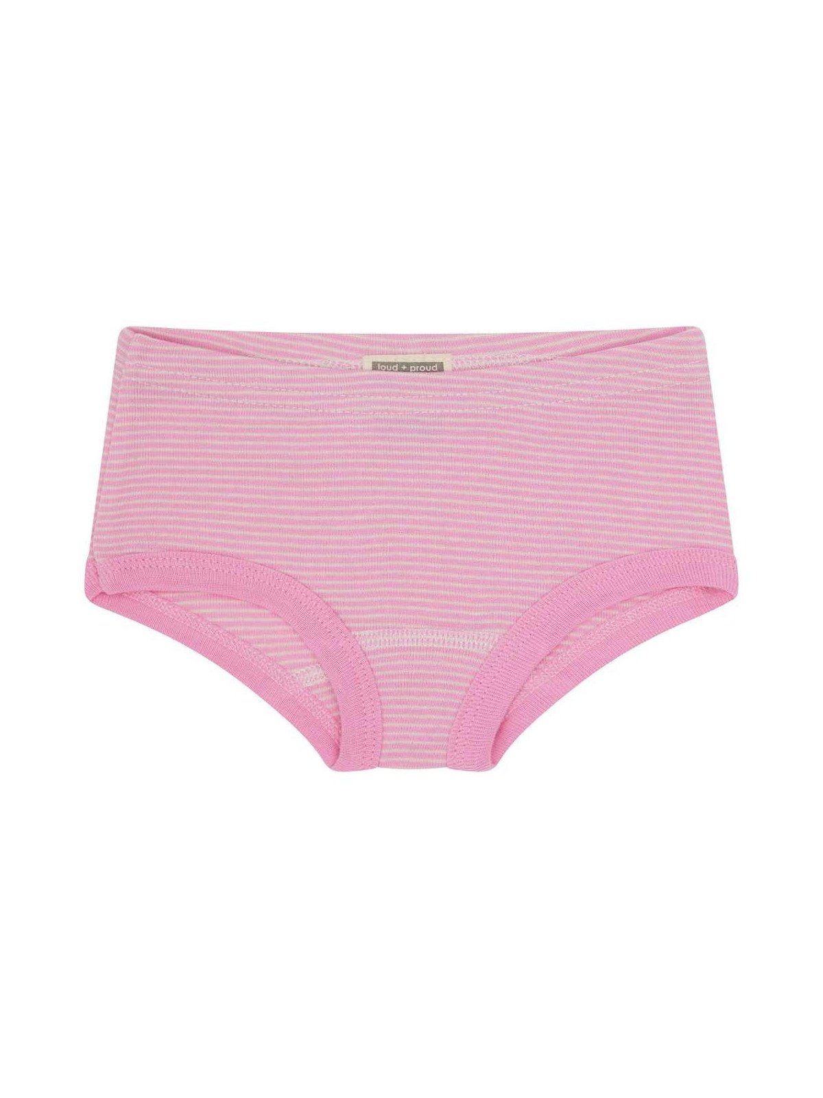 loud + proud - Bio Kinder Panties Doppelpack mit Streifen/uni, malve
