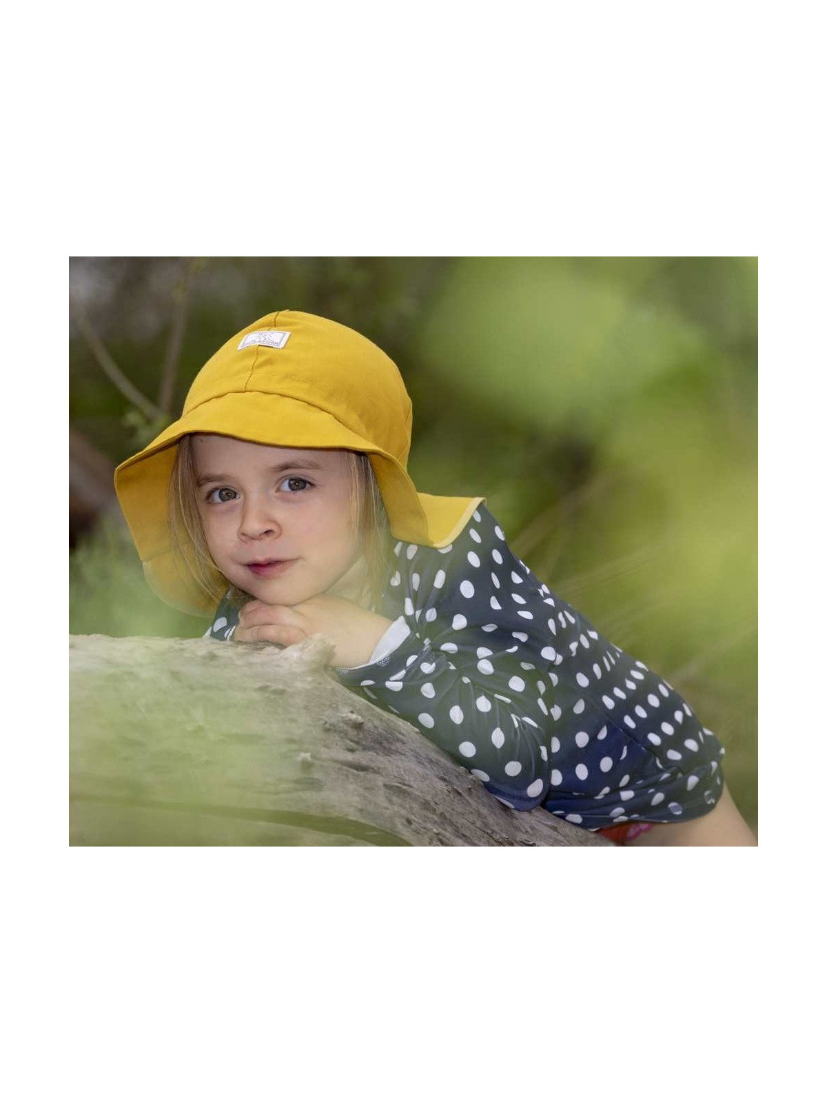 PICKAPOOH - Bio Kinder Mütze "Feuerwehr" mit Nackenschutz, golden, UV-Schutz 60