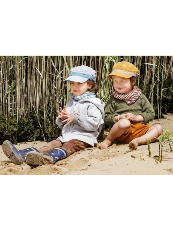 PICKAPOOH - Bio Kinder Musselin Mütze "Mika", blau