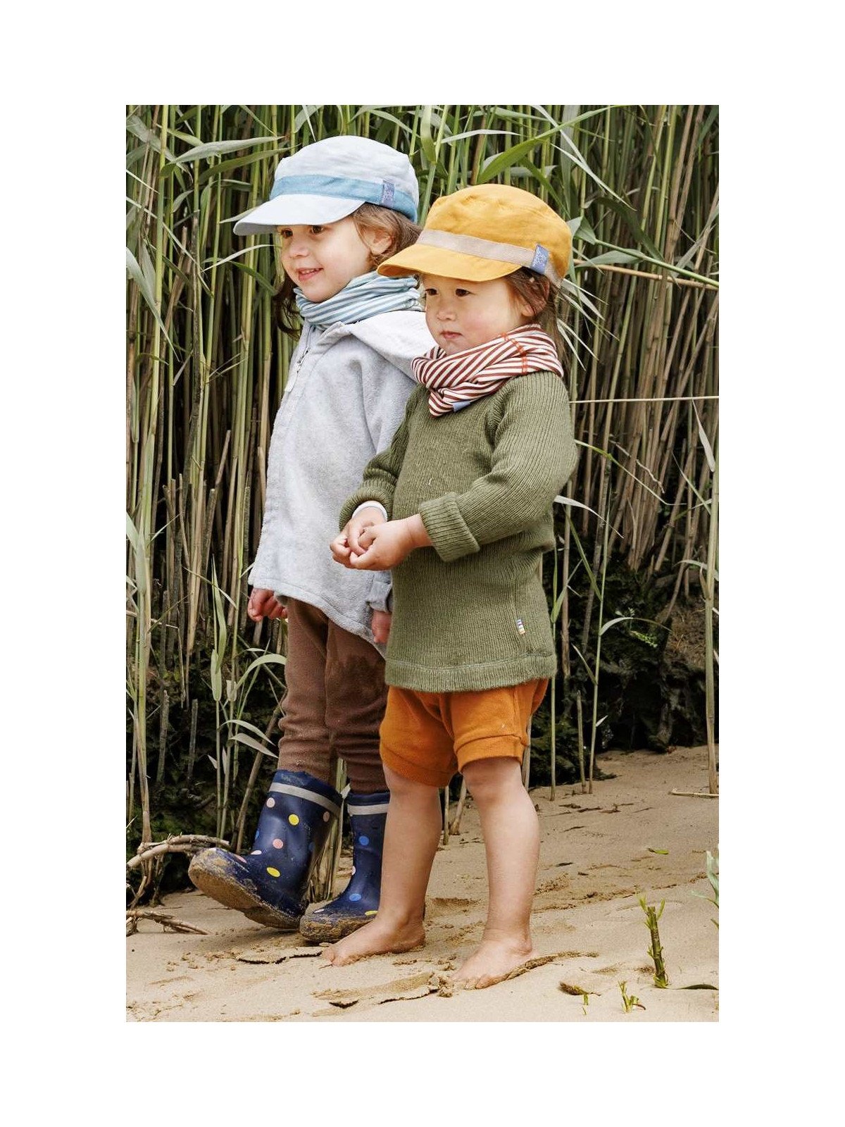 PICKAPOOH - Bio Kinder Musselin Mütze "Mika", blau