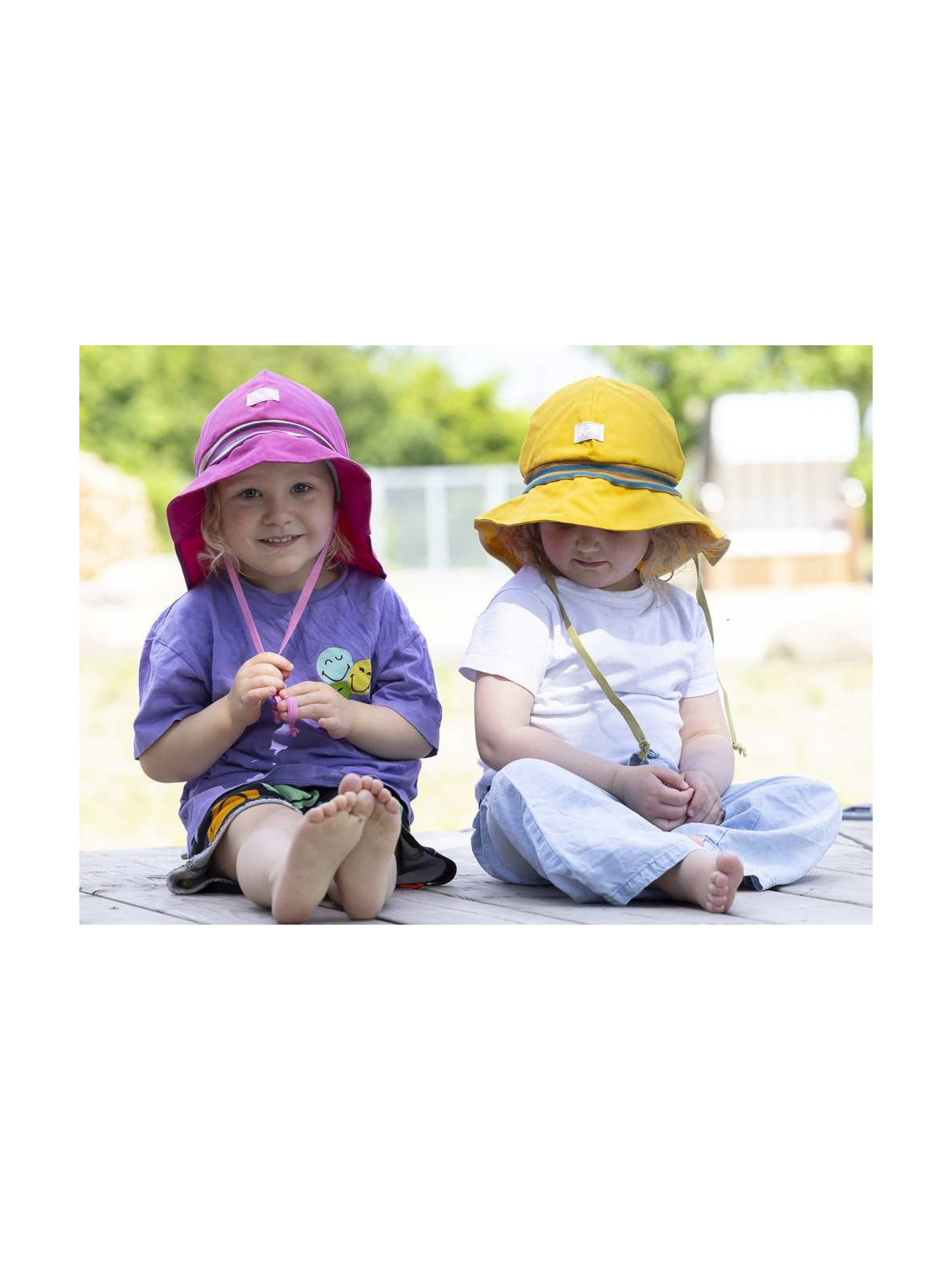 PICKAPOOH - Bio Kinder Mütze "PICKAPOOH-Feuerwehr Strick" mit Nackenschutz, azalea, UV-Schutz 60