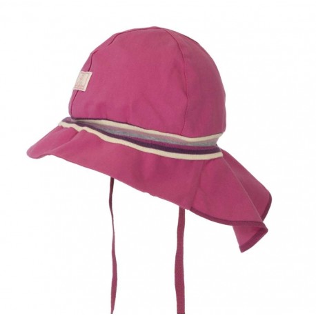 PICKAPOOH - Bio Kinder Mütze "PICKAPOOH-Feuerwehr Strick" mit Nackenschutz, azalea, UV-Schutz 60