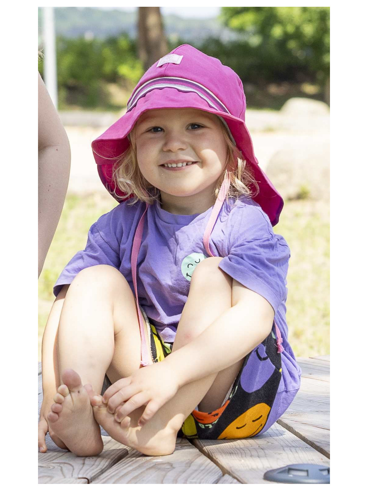 PICKAPOOH - Bio Kinder Mütze "PICKAPOOH-Feuerwehr Strick" mit Nackenschutz, azalea, UV-Schutz 60