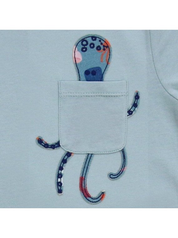 Enfant Terrible - Bio Kinder T-Shirt mit Oktopus-Applikation und Tasche