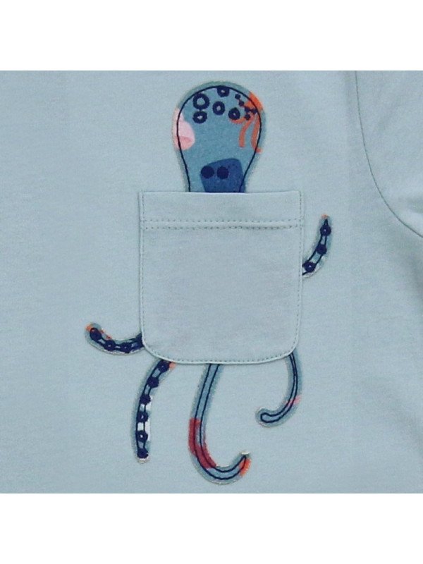 Enfant Terrible - Bio Kinder T-Shirt mit Oktopus-Applikation und Tasche