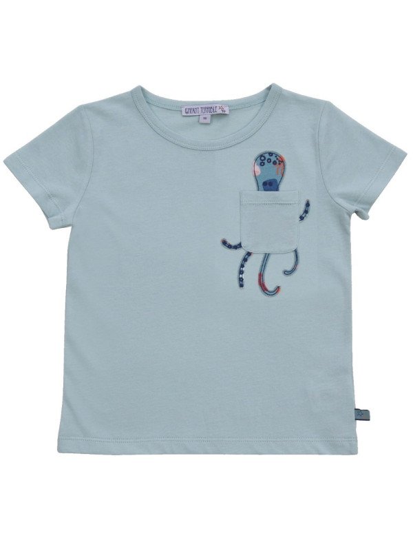 Enfant Terrible - Bio Kinder T-Shirt mit Oktopus-Applikation und Tasche