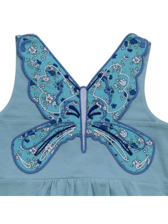 Enfant Terrible - Bio Kinder Jersey Kleid mit Schmetterlings-Applikation, türkis