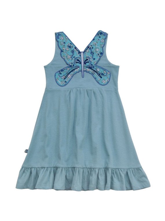 Enfant Terrible - Bio Kinder Jersey Kleid mit Schmetterlings-Applikation, türkis