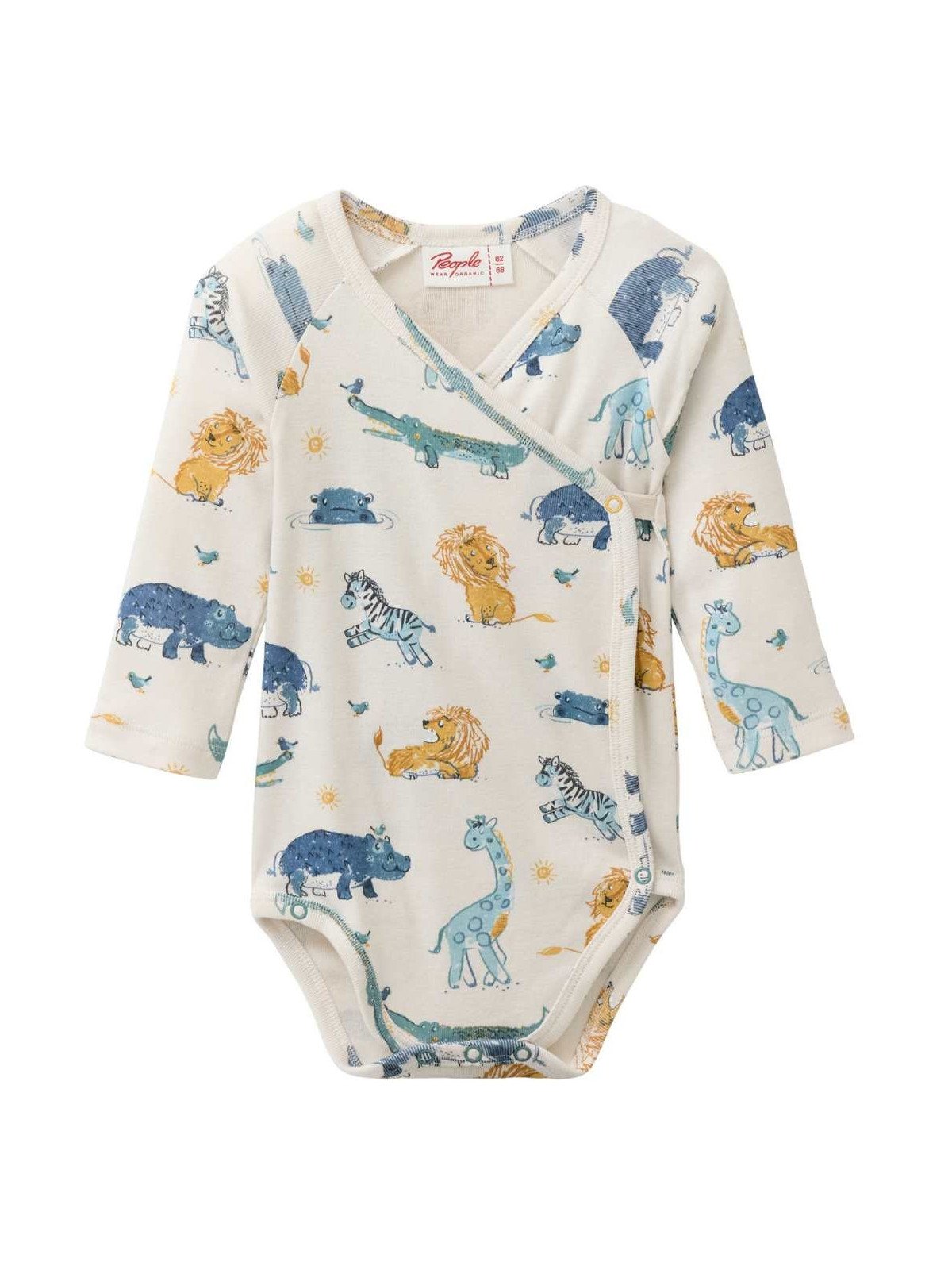 People Wear Organic - Bio Baby Wickelbody mit Savannentieren-Allover