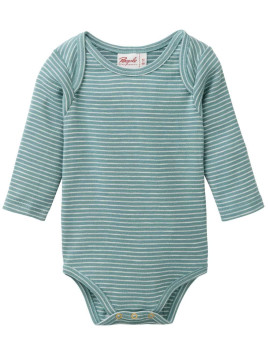 People Wear Organic - Bio Baby Body langarm mit Streifen, petrol