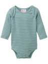 People Wear Organic - Bio Baby Body langarm mit Streifen, petrol