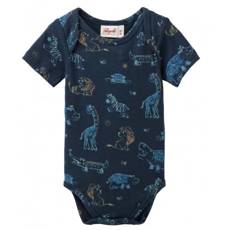 People Wear Organic - Bio Baby Body kurzarm mit Savannentieren-Allover