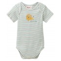 People Wear Organic - Bio Baby Body kurzarm mit Löwen-Druck und Streifen, mint