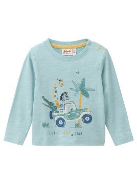 People Wear Organic - Bio Baby Langarmshirt mit Safari-Druck, mint