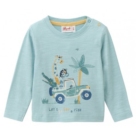 People Wear Organic - Bio Baby Langarmshirt mit Safari-Druck, mint