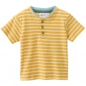 People Wear Organic - Bio Baby T-Shirt mit Knopfleiste und Streifen, gelb